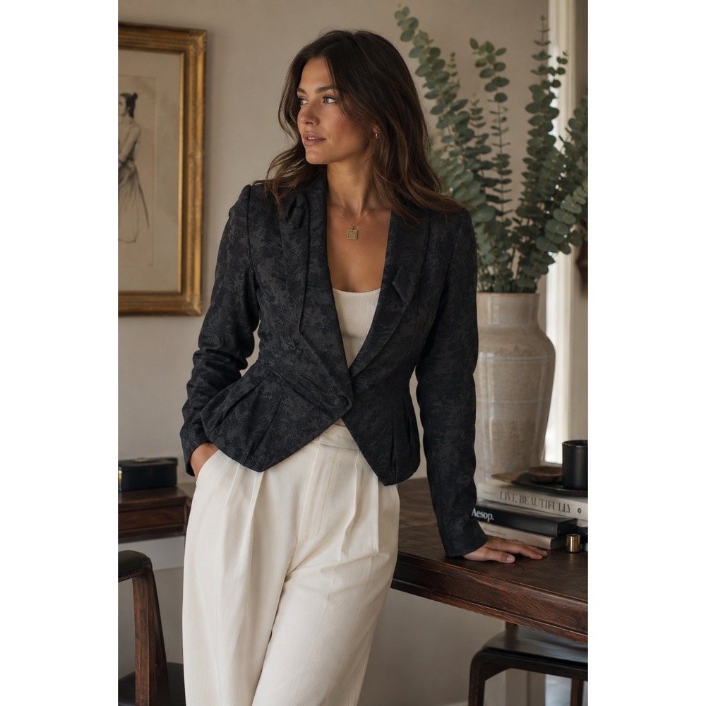 Trelise Cooper "It's A Cinch" Albertine Floral Wool Jacquard Blazer NZ 12 US 10